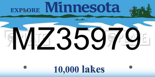 MZ35979 Minnesota License Plate