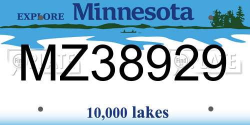 MZ38929 Minnesota License Plate