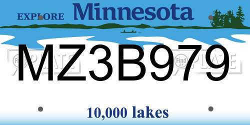 MZ3B979 Minnesota License Plate