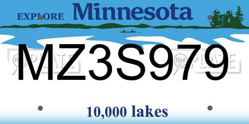 MZ3S979 Minnesota License Plate
