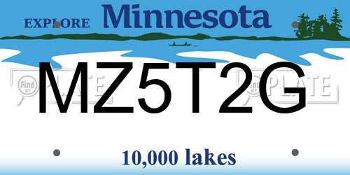 MZ5T2G Minnesota License Plate