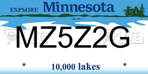 MZ5Z2G Minnesota License Plate