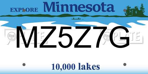 MZ5Z7G Minnesota License Plate