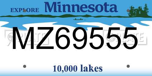 MZ69555 Minnesota License Plate