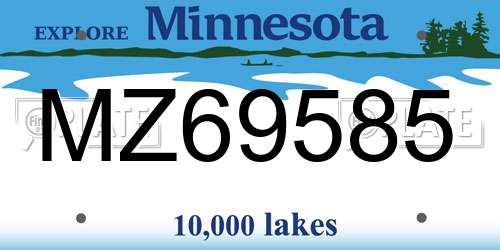 MZ69585 Minnesota License Plate