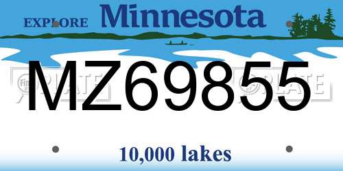 MZ69855 Minnesota License Plate