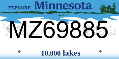 MZ69885 Minnesota License Plate