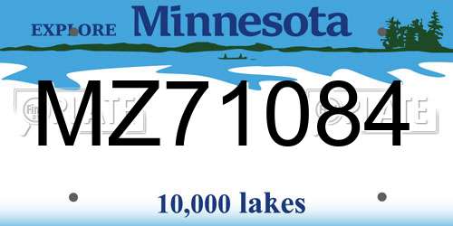 MZ71084 Minnesota License Plate