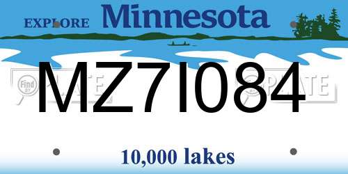 MZ7I084 Minnesota License Plate