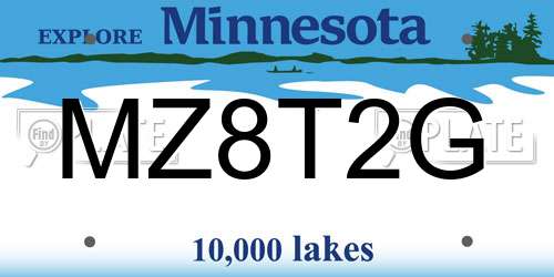 MZ8T2G Minnesota License Plate