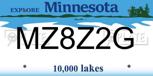 MZ8Z2G Minnesota License Plate