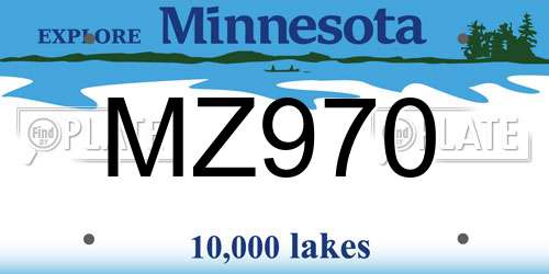 MZ970 Minnesota License Plate
