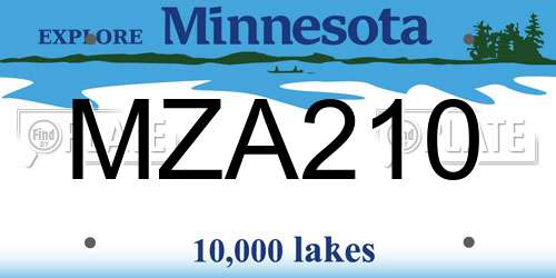 MZA210 Minnesota License Plate