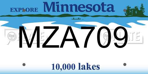 MZA709 Minnesota License Plate