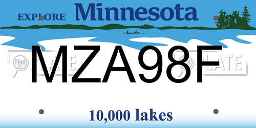 MZA98F Minnesota License Plate