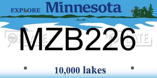 MZB226 Minnesota License Plate