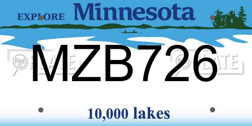 MZB726 Minnesota License Plate