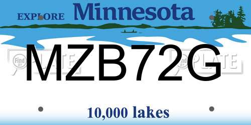 MZB72G Minnesota License Plate