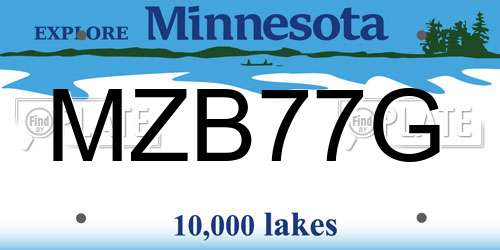 MZB77G Minnesota License Plate