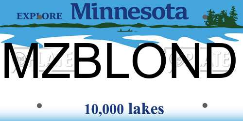 MZBLOND Minnesota License Plate