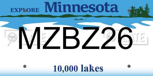 MZBZ26 Minnesota License Plate