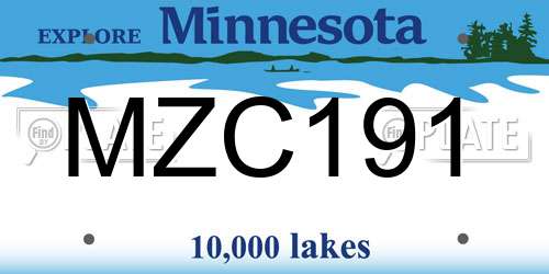 MZC191 Minnesota License Plate
