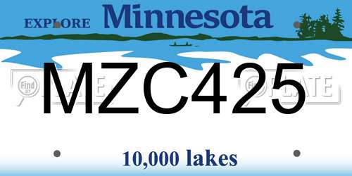 MZC425 Minnesota License Plate