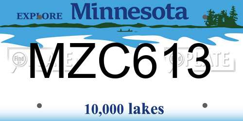 MZC613 Minnesota License Plate