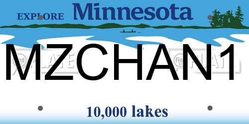 MZCHAN1 Minnesota License Plate