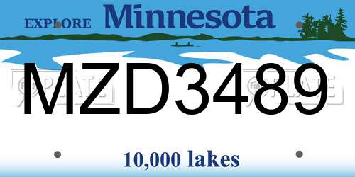 MZD3489 Minnesota License Plate