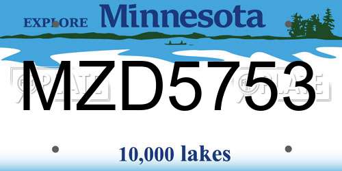 MZD5753 Minnesota License Plate