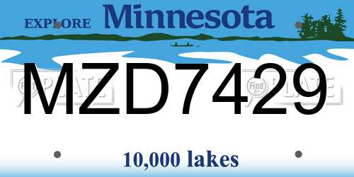 MZD7429 Minnesota License Plate