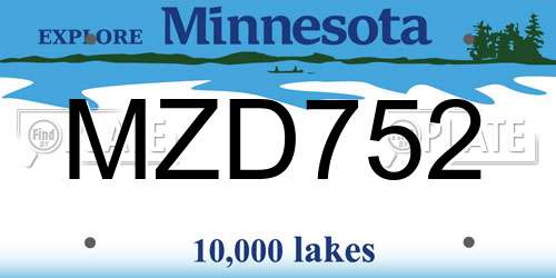 MZD752 Minnesota License Plate