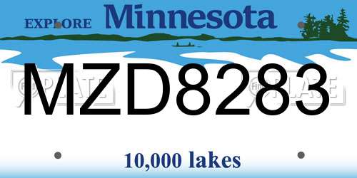 MZD8283 Minnesota License Plate