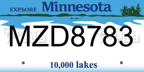 MZD8783 Minnesota License Plate