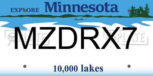 MZDRX7 Minnesota License Plate