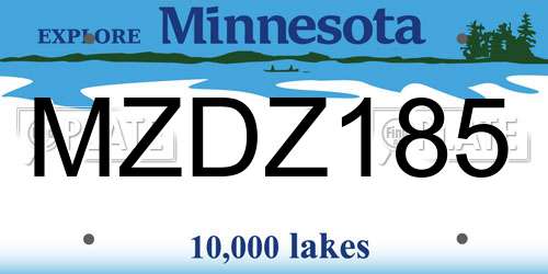MZDZ185 Minnesota License Plate