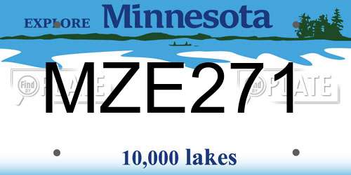 MZE271 Minnesota License Plate