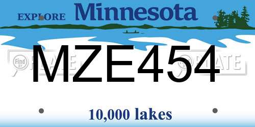 MZE454 Minnesota License Plate