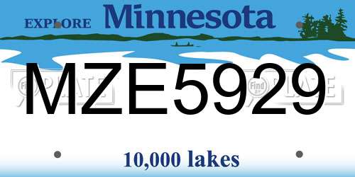 MZE5929 Minnesota License Plate