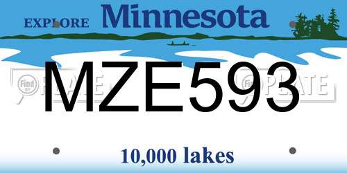 MZE593 Minnesota License Plate