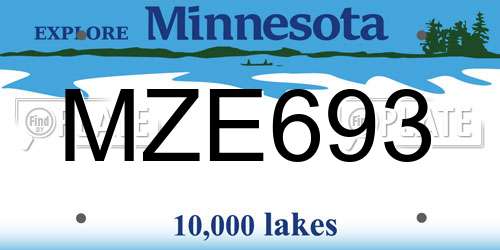 MZE693 Minnesota License Plate
