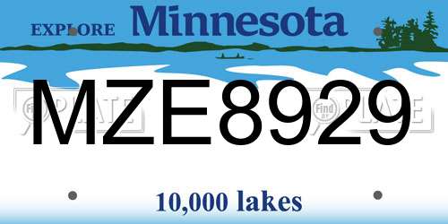 MZE8929 Minnesota License Plate