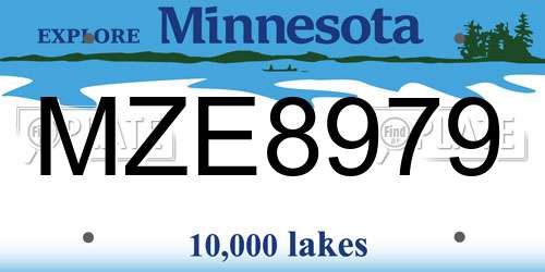 MZE8979 Minnesota License Plate
