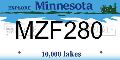 MZF280 Minnesota License Plate