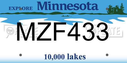 MZF433 Minnesota License Plate