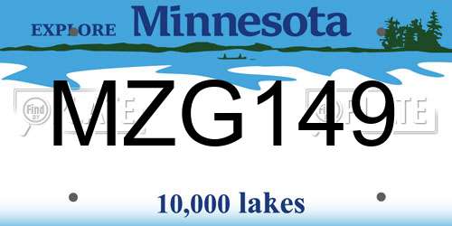 MZG149 Minnesota License Plate
