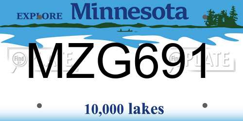 MZG691 Minnesota License Plate