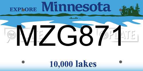 MZG871 Minnesota License Plate