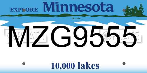 MZG9555 Minnesota License Plate